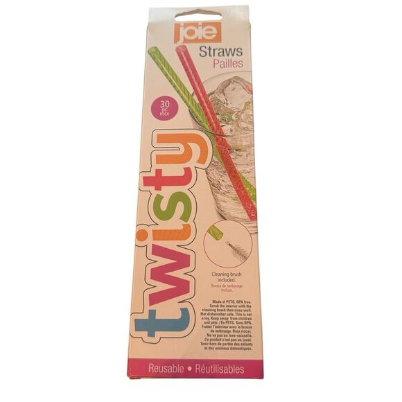 Joie Twisty Straws, 30 Pc Rainbow, Reusable & Eco-Friendly With Cleaning Brush - Picture 5 of 5